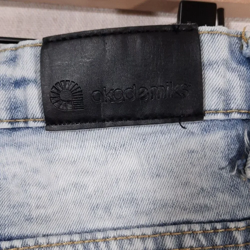Akademiks Distressed Jeans Size 18 Straight Leg High Rise Acid Wash Stretch - Picture 7 of 15